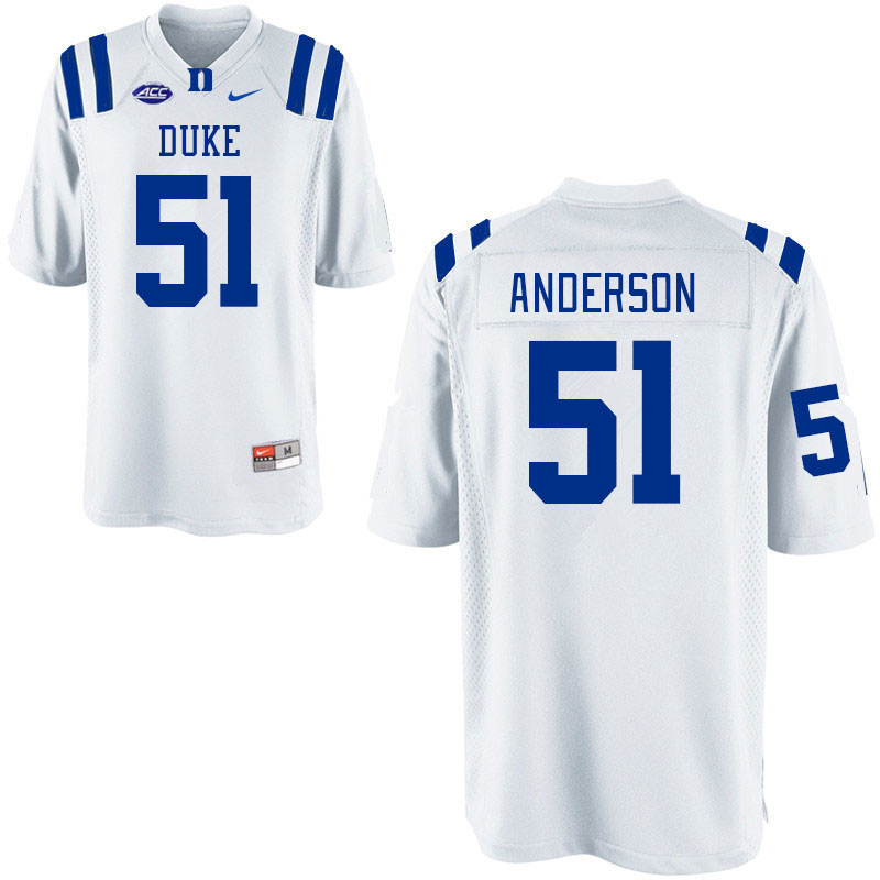 Men #51 David Anderson Duke Blue Devils College Football Jerseys Stitched Sale-White